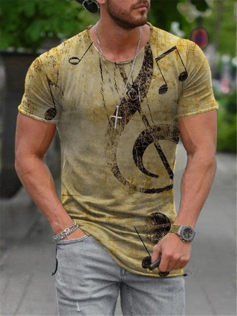 Summer New Men Fashion Harajuku Stitching Printed O Collared Ethnic T Shirts