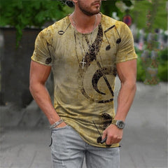 Summer New Men Fashion Harajuku Stitching Printed O Collared Ethnic T Shirts