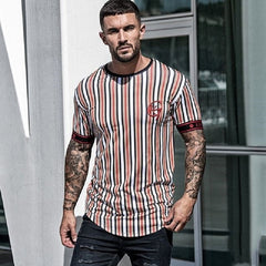 Casual Men T-shirt Stripe Summer Man Tshirt Fashion Tops Streetwear Male T-shirts Hip Hop Brand Clothing Mens Tee T Shirt Men