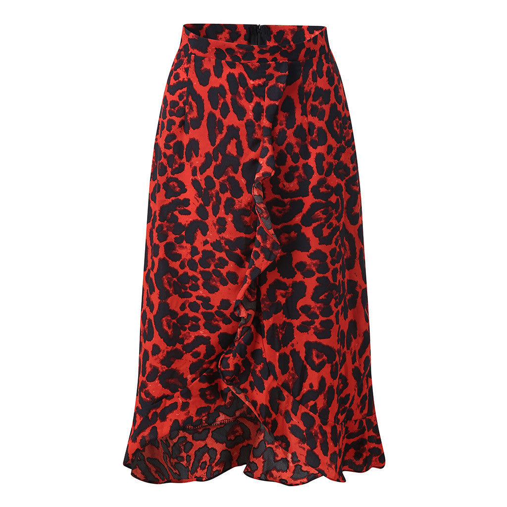 Vintage Leopard Print Long Skirts