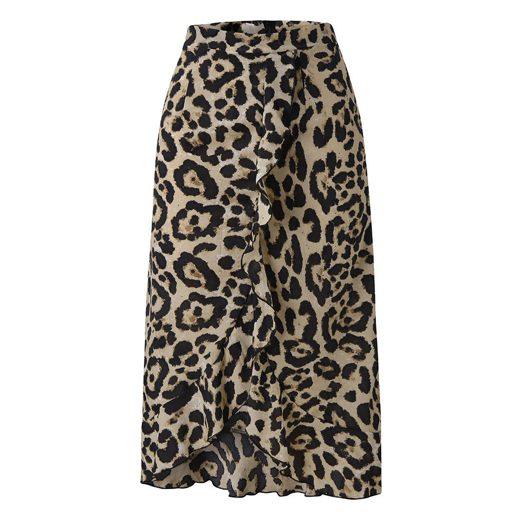 Vintage Leopard Print Long Skirts