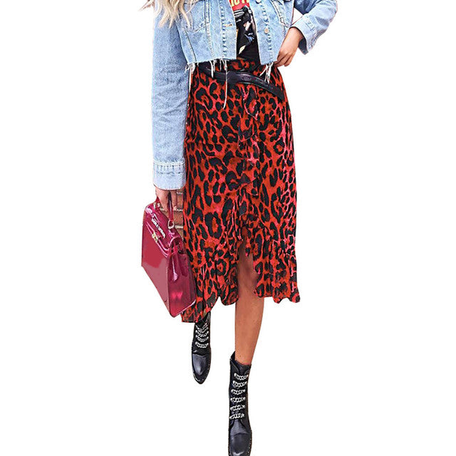 Vintage Leopard Print Long Skirts