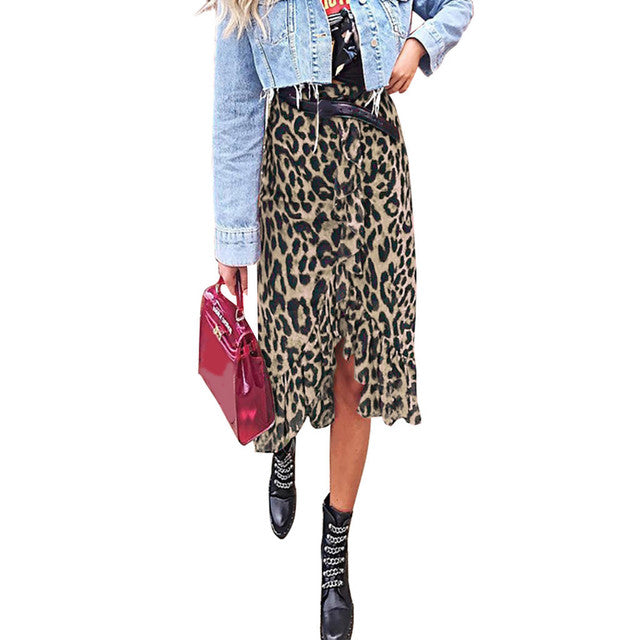 Vintage Leopard Print Long Skirts