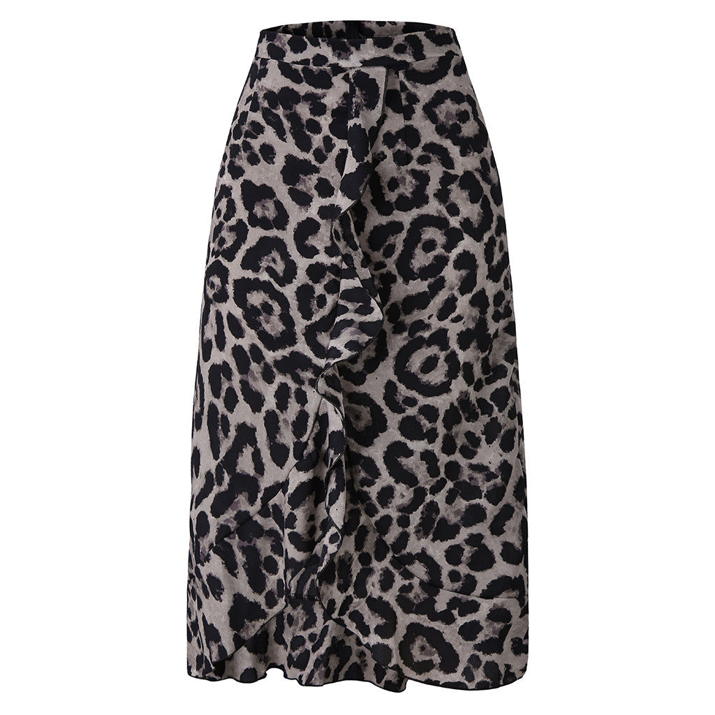 Vintage Leopard Print Long Skirts