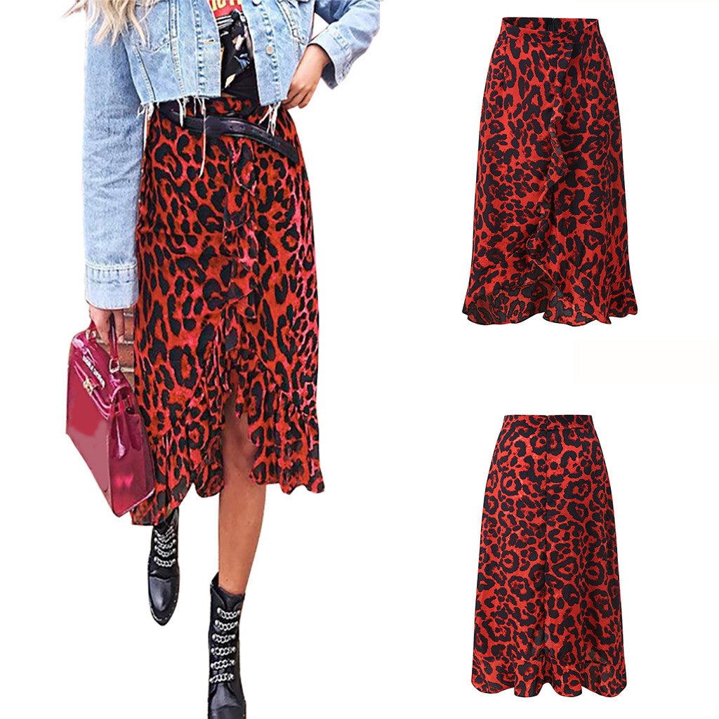 High Waist Leopard Print Skirt