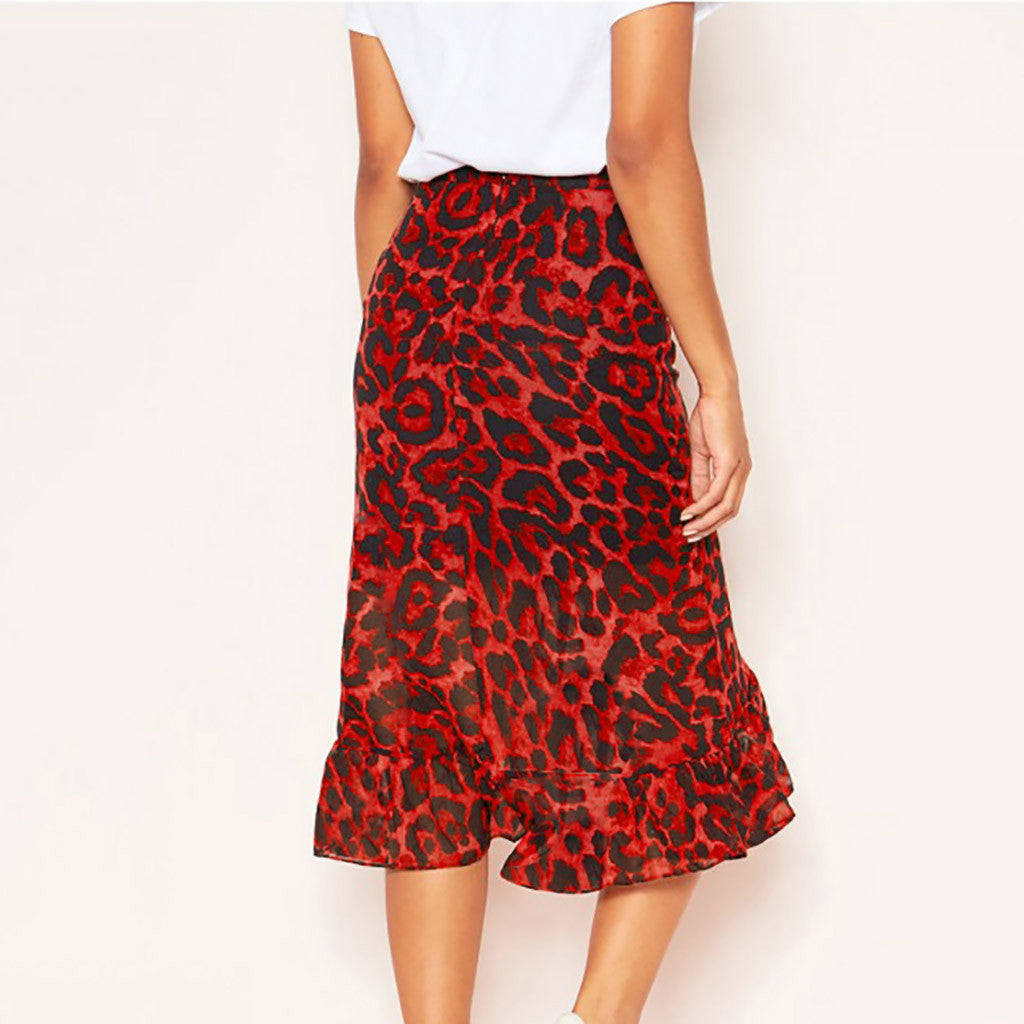 High Waist Leopard Print Skirt
