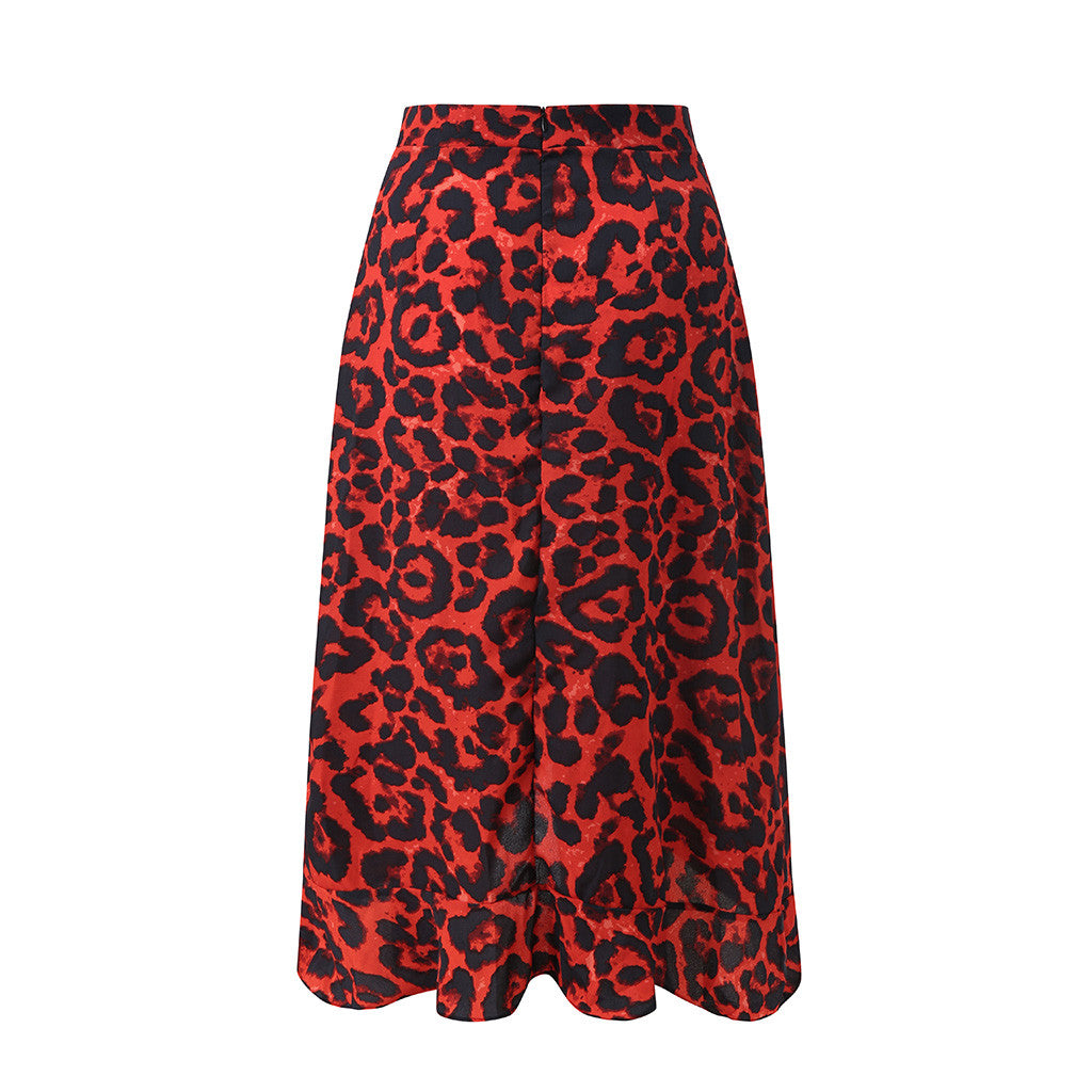 High Waist Leopard Print Skirt