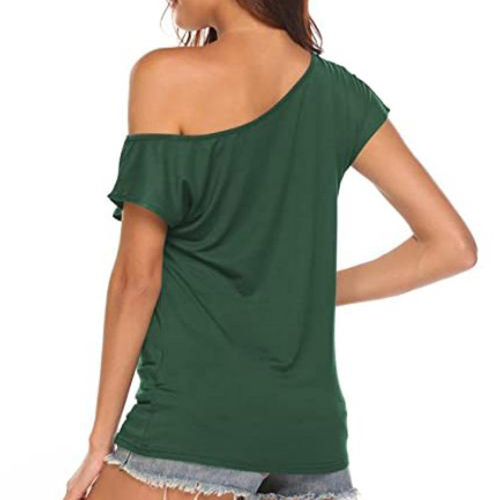 Boat Neck Short Sleeve Off Shoulder Top