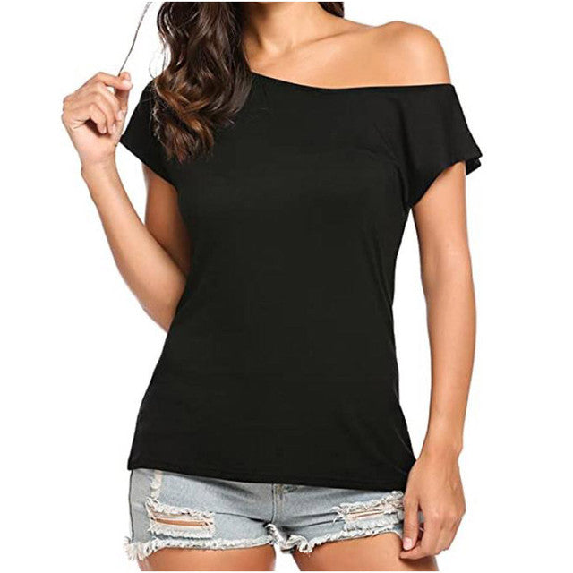 Boat Neck Short Sleeve Off Shoulder Top