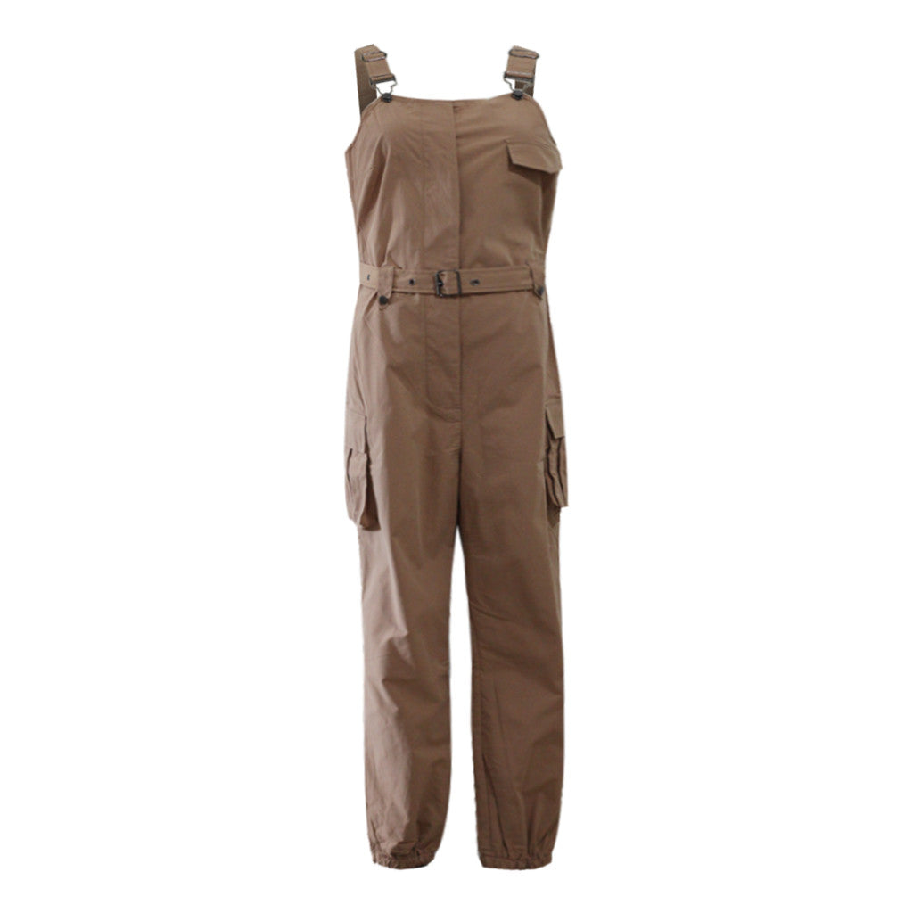 Khaki Pink Rompers Elegant Pocket Jumpsuit