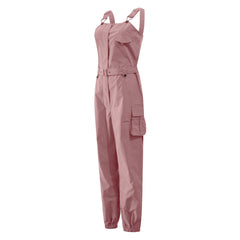 Khaki Pink Rompers Elegant Pocket Jumpsuit