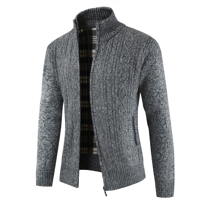 Autumn Winter Warm Knitted SweaterDescription:Style: CasualMaterial: CottonApplicable Scene: DailyApplicable season: Spring and AutumnPattern Type: SolidTechnics: Flat KnittedCollar: Turn-down Collar