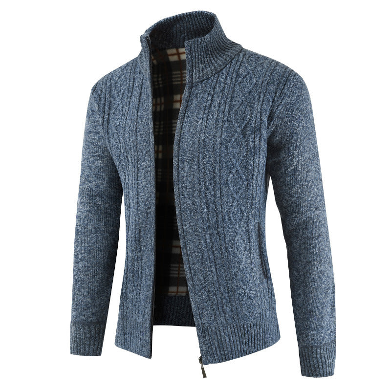 Autumn Winter Warm Knitted SweaterDescription:Style: CasualMaterial: CottonApplicable Scene: DailyApplicable season: Spring and AutumnPattern Type: SolidTechnics: Flat KnittedCollar: Turn-down Collar