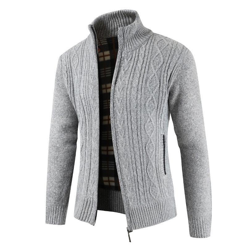 Autumn Winter Warm Knitted SweaterDescription:Style: CasualMaterial: CottonApplicable Scene: DailyApplicable season: Spring and AutumnPattern Type: SolidTechnics: Flat KnittedCollar: Turn-down Collar