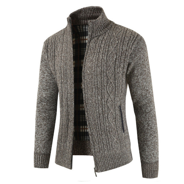 Autumn Winter Warm Knitted SweaterDescription:Style: CasualMaterial: CottonApplicable Scene: DailyApplicable season: Spring and AutumnPattern Type: SolidTechnics: Flat KnittedCollar: Turn-down Collar