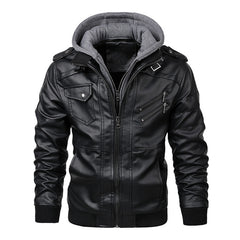 Autumn Casual Motorcycle PU Leather JacketDescription:Material: Faux LeatherApplicable Season: Autumn And Winter Applicable Scene: DailyStyle: Moto &amp; BikerThickness: STANDARDHooded: YesFabric Type: Broad