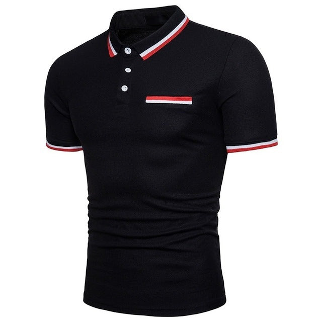 Contrast Color Short Sleeve Polo T-ShirtDescription:Applicable Scene: DailySleeve Length(cm): ShortStyle: Smart CasualApplicable Season: Spring and SummerMaterial: polyesterType: RegularGender: MENTops Typ