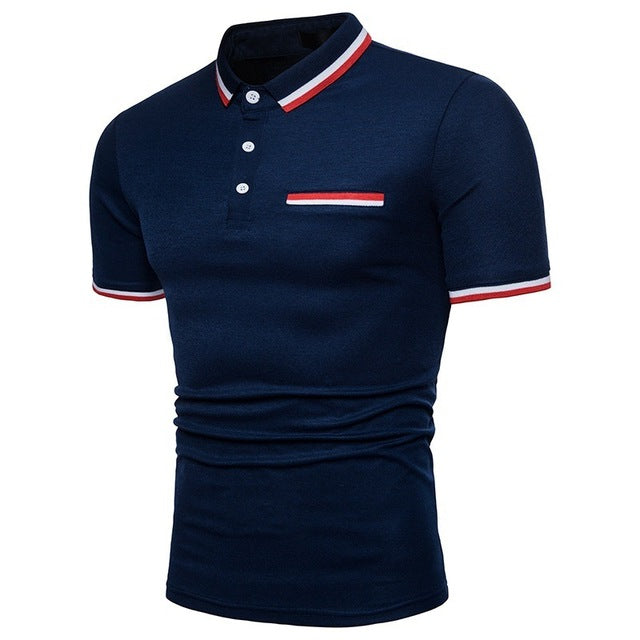 Contrast Color Short Sleeve Polo T-ShirtDescription:Applicable Scene: DailySleeve Length(cm): ShortStyle: Smart CasualApplicable Season: Spring and SummerMaterial: polyesterType: RegularGender: MENTops Typ