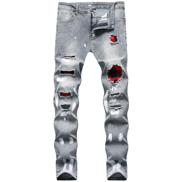 Broken Hole Embroidered Pencil jeansDescription:Closure Type: Zipper FlyApplicable Season: Four SeasonsApplicable Scene: DailyStyle: HIP HOPWaist Type: MIDDecoration: EmbroideryPattern Type: LetterMate