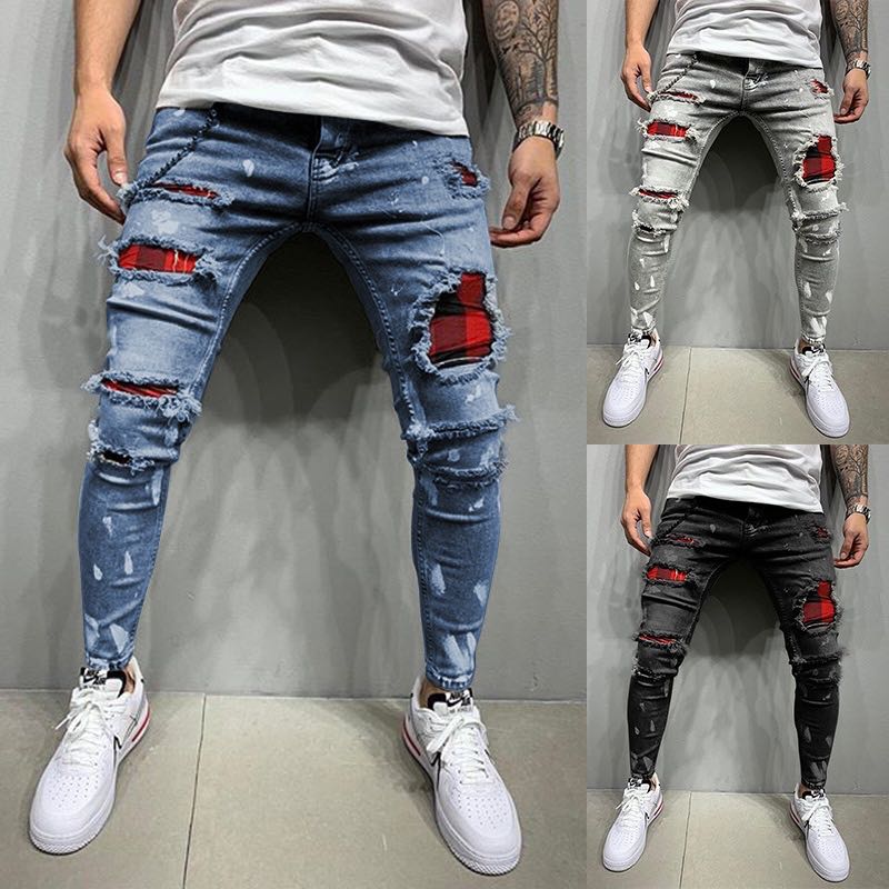 Broken Hole Embroidered Pencil jeansDescription:Closure Type: Zipper FlyApplicable Season: Four SeasonsApplicable Scene: DailyStyle: HIP HOPWaist Type: MIDDecoration: EmbroideryPattern Type: LetterMate