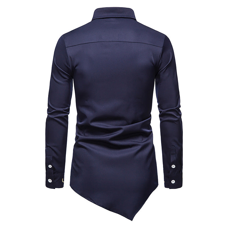 Trend Splicing Asymmetric Long-sleeved Shirt