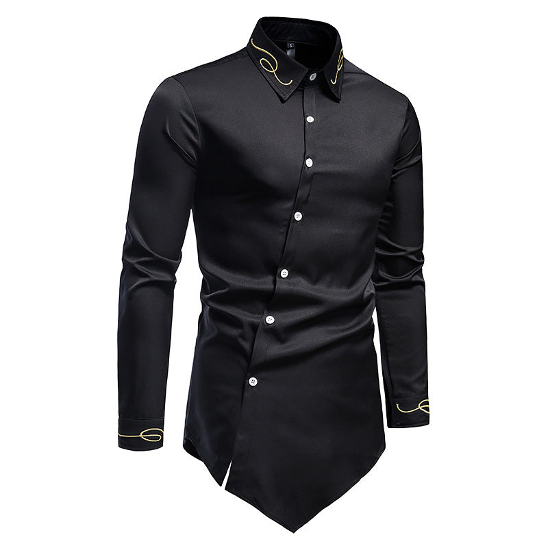 Trend Splicing Asymmetric Long-sleeved Shirt