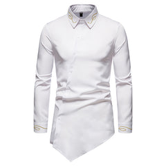 Trend Splicing Asymmetric Long-sleeved Shirt