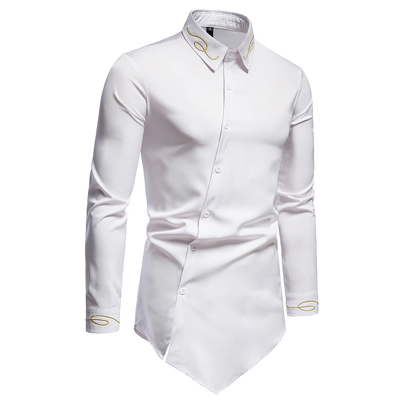 Trend Splicing Asymmetric Long-sleeved Shirt