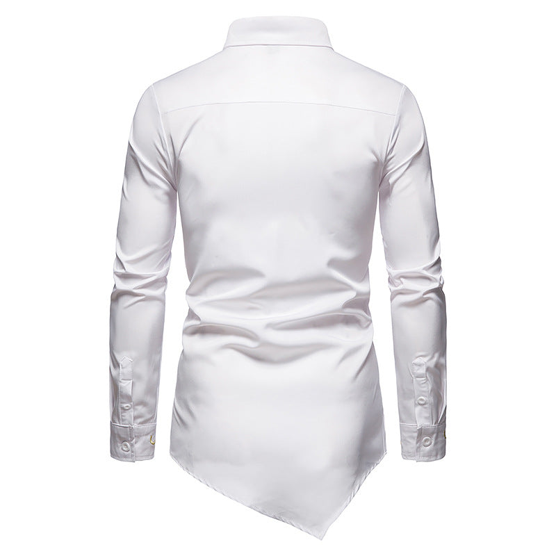 Trend Splicing Asymmetric Long-sleeved Shirt