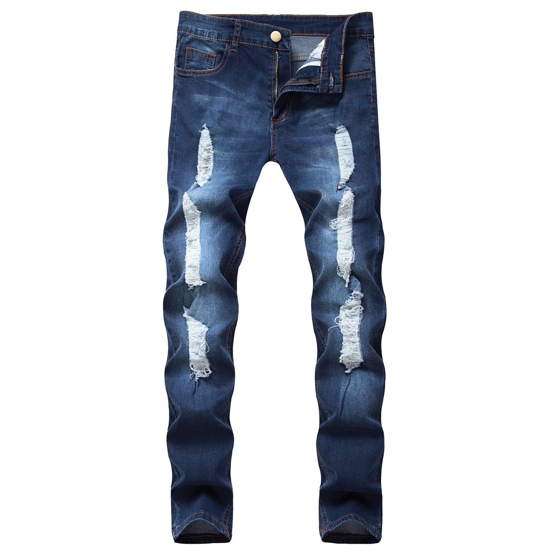 Broken Hole Embroidered Pencil jeansDescription:Closure Type: Zipper FlyApplicable Season: Four SeasonsApplicable Scene: DailyStyle: HIP HOPWaist Type: MIDDecoration: RuchedPattern Type: LetterMaterial