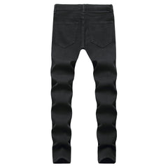 Broken Hole Embroidered Pencil jeansDescription:Closure Type: Zipper FlyApplicable Season: Four SeasonsApplicable Scene: DailyStyle: HIP HOPWaist Type: MIDDecoration: RuchedPattern Type: LetterMaterial