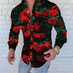 New Fashion Mens Baroque Floral Royal Shirts Luxury Brand Print Designer Dress Shirts Fancy Slim Casual Club Style