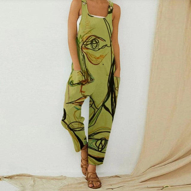 Vintage Linen Ethnic Style Jumpsuit