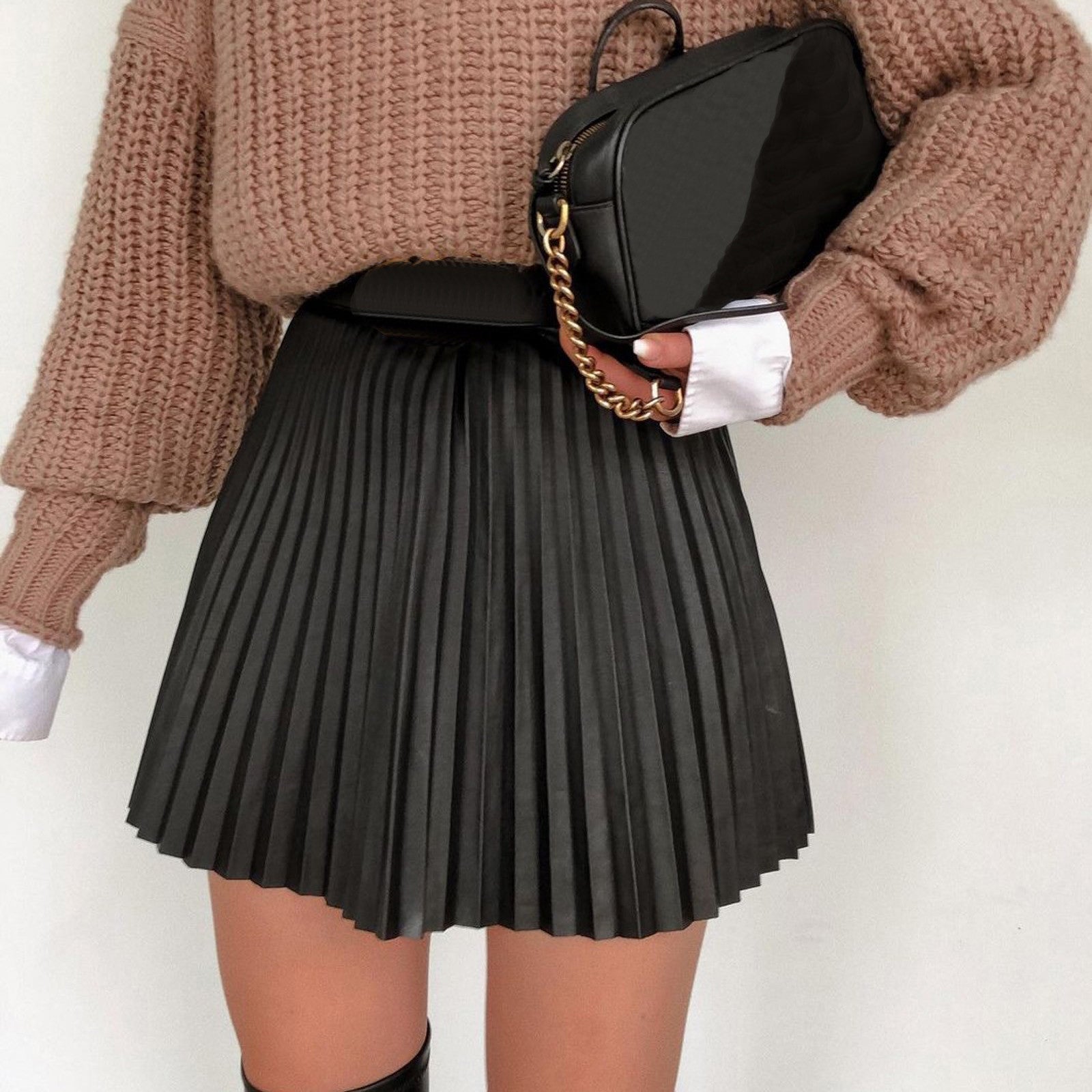 Fashion Sexy High Waist Pleated Skirt