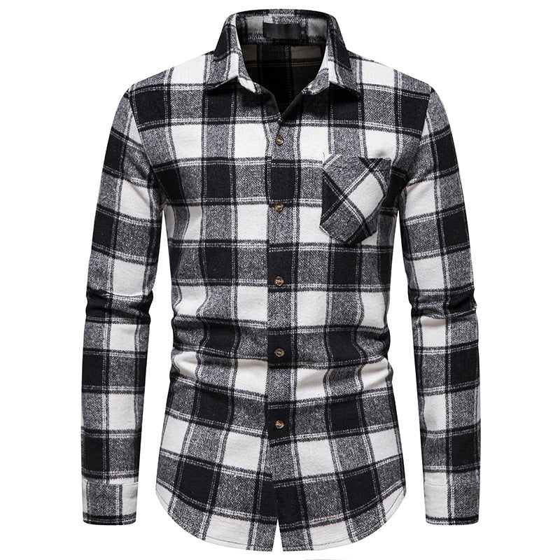 Trend Thick Warm Woolen Flannel Long-sleeved Shirt