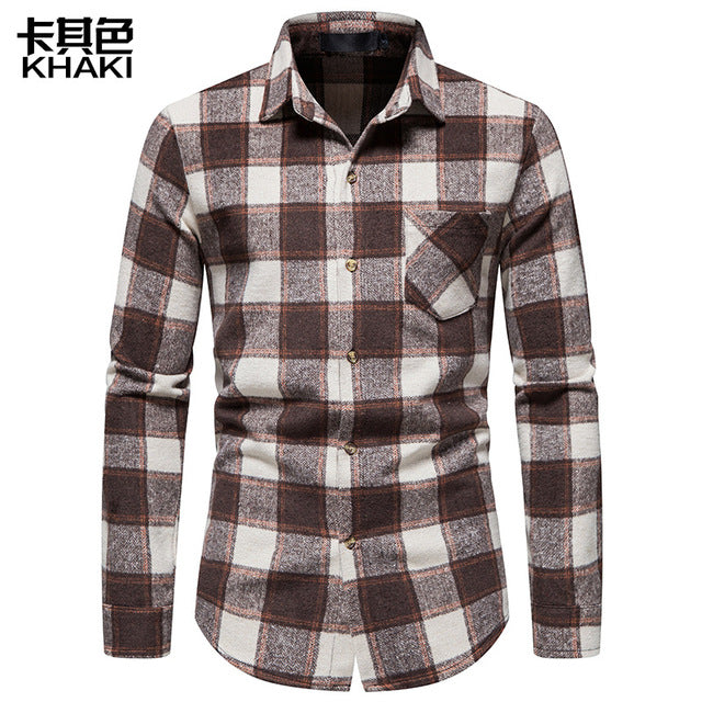 Trend Thick Warm Woolen Flannel Long-sleeved Shirt