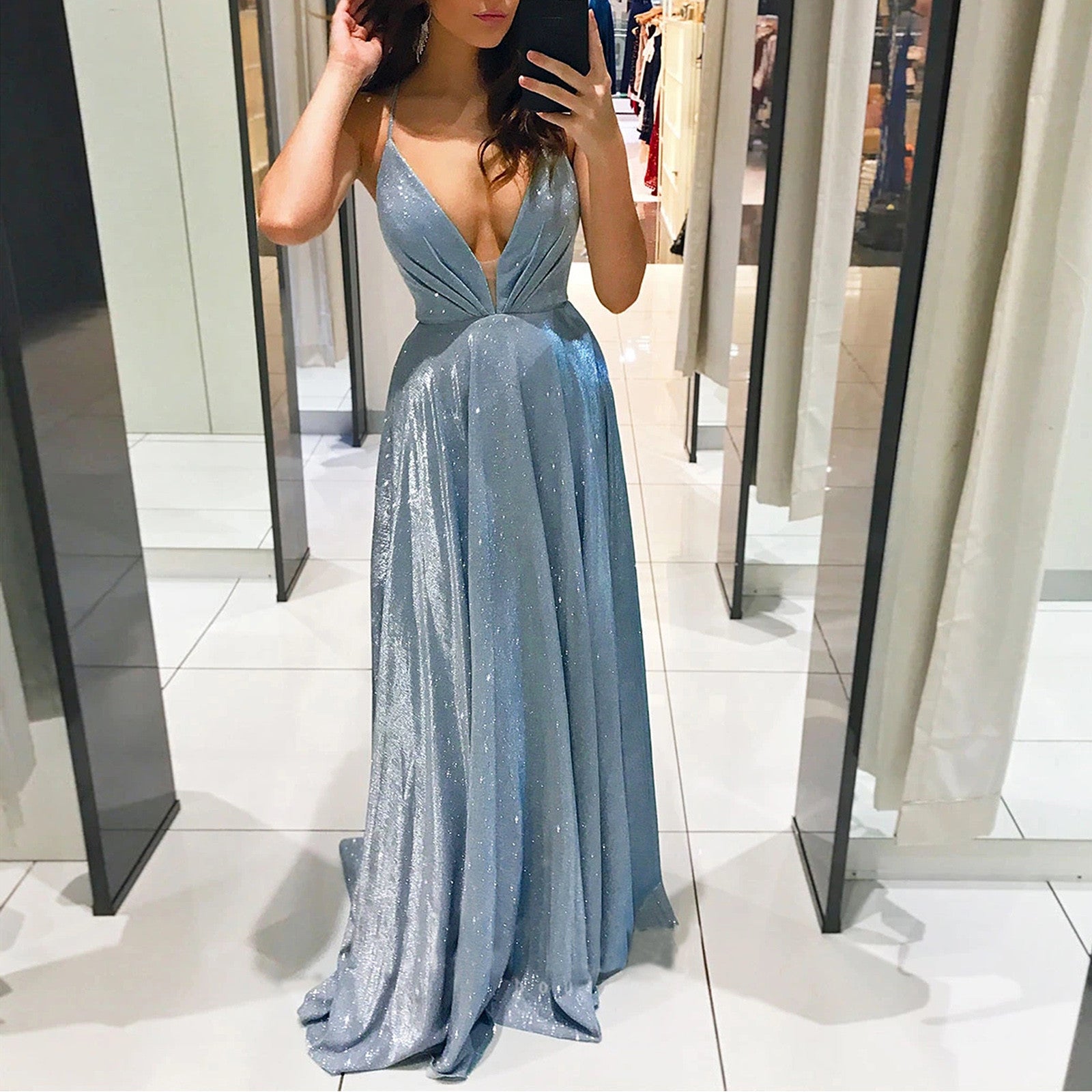 Sexy Backless Sleeveless Spaghetti Strap Long Dress