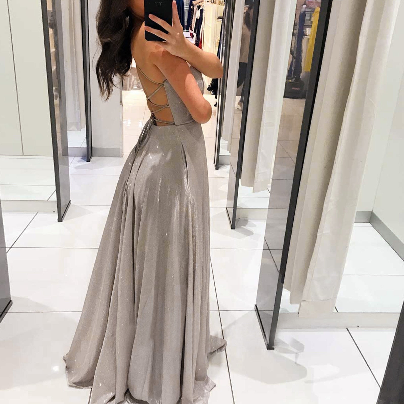 Sexy Backless Sleeveless Spaghetti Strap Long Dress