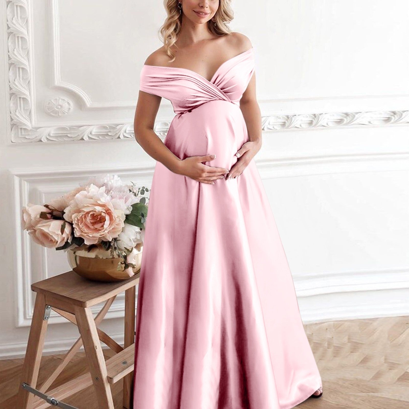 Sexy Off Shoulder Maternity Maxi Gowns Dress