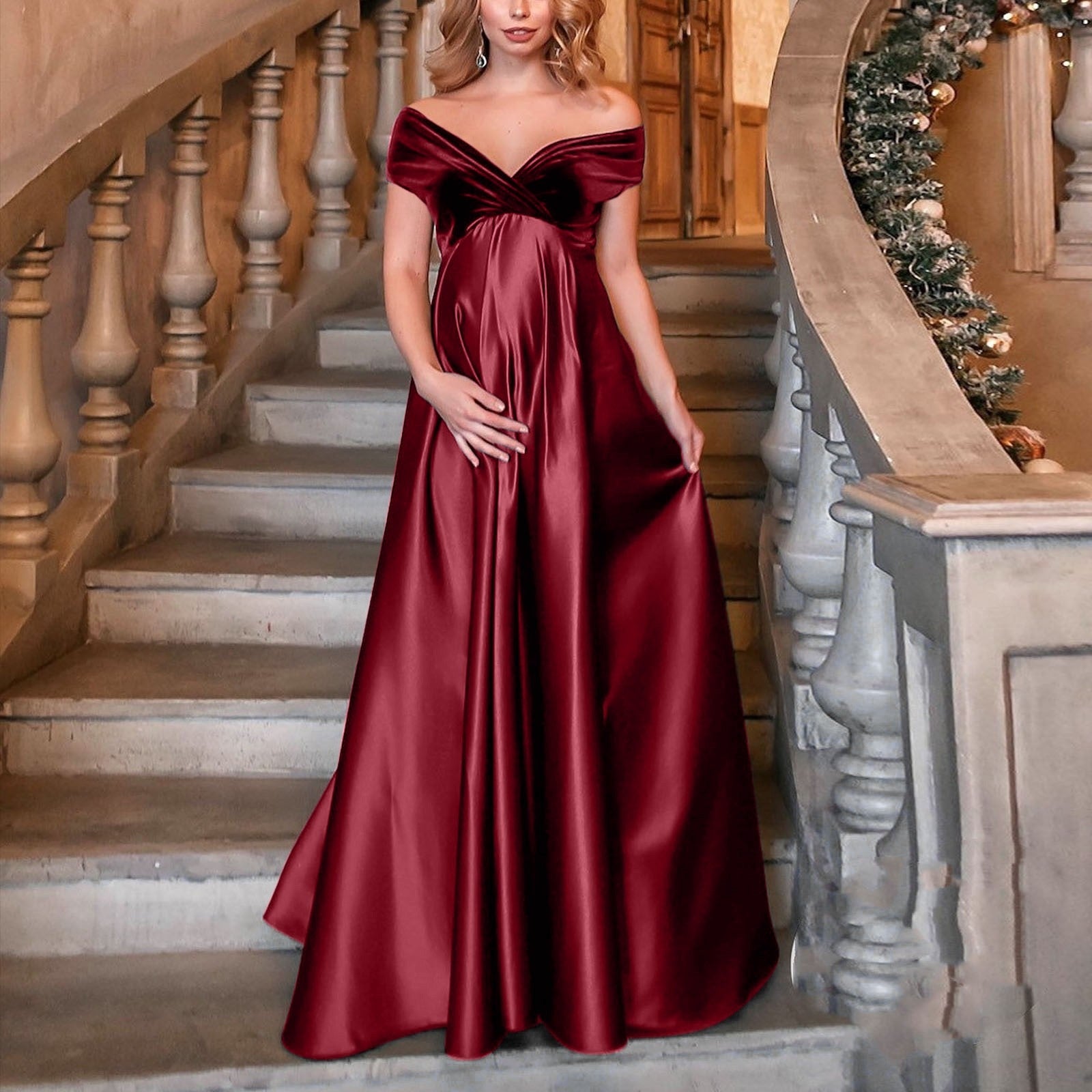 Sexy Off Shoulder Maternity Maxi Gowns Dress