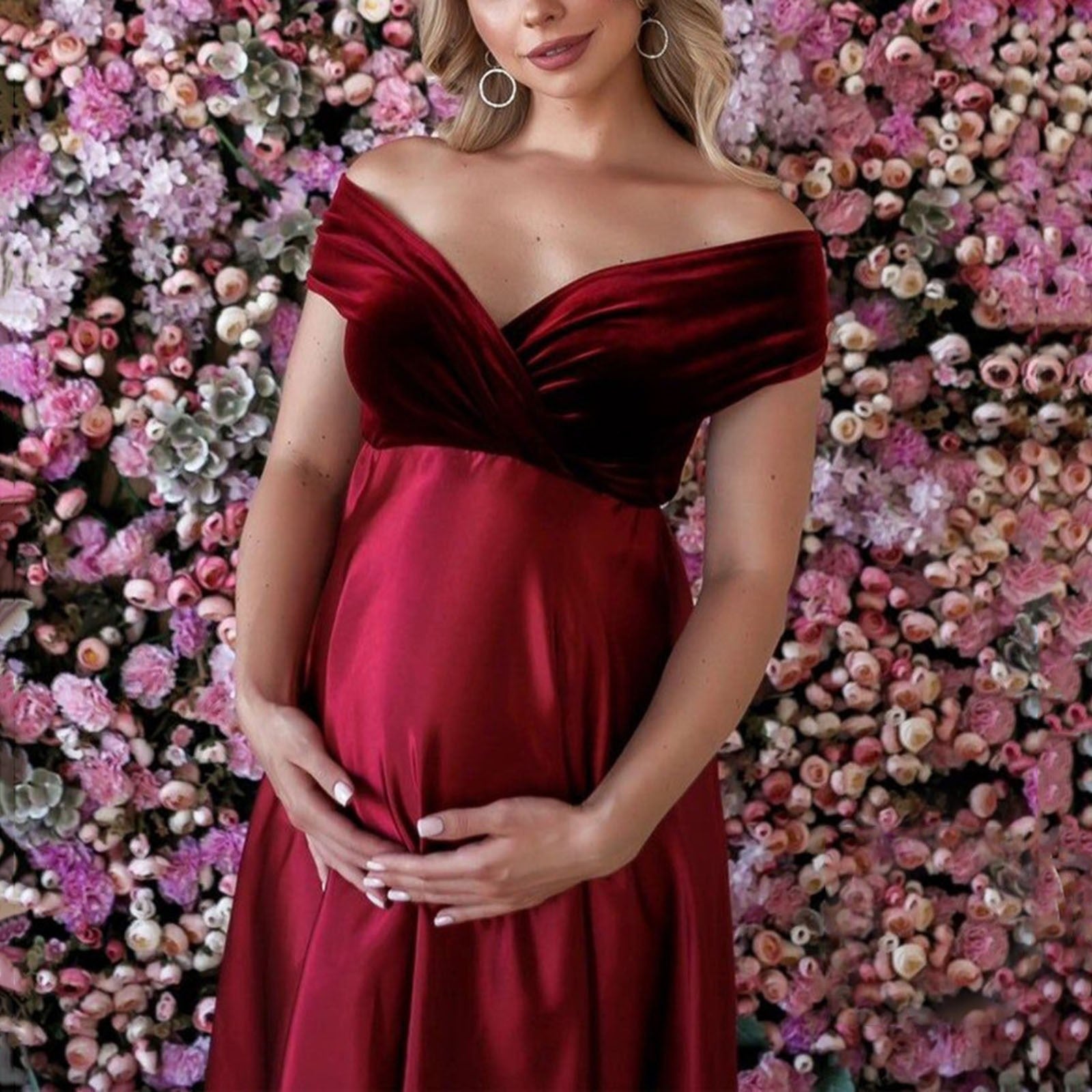 Sexy Off Shoulder Maternity Maxi Gowns Dress