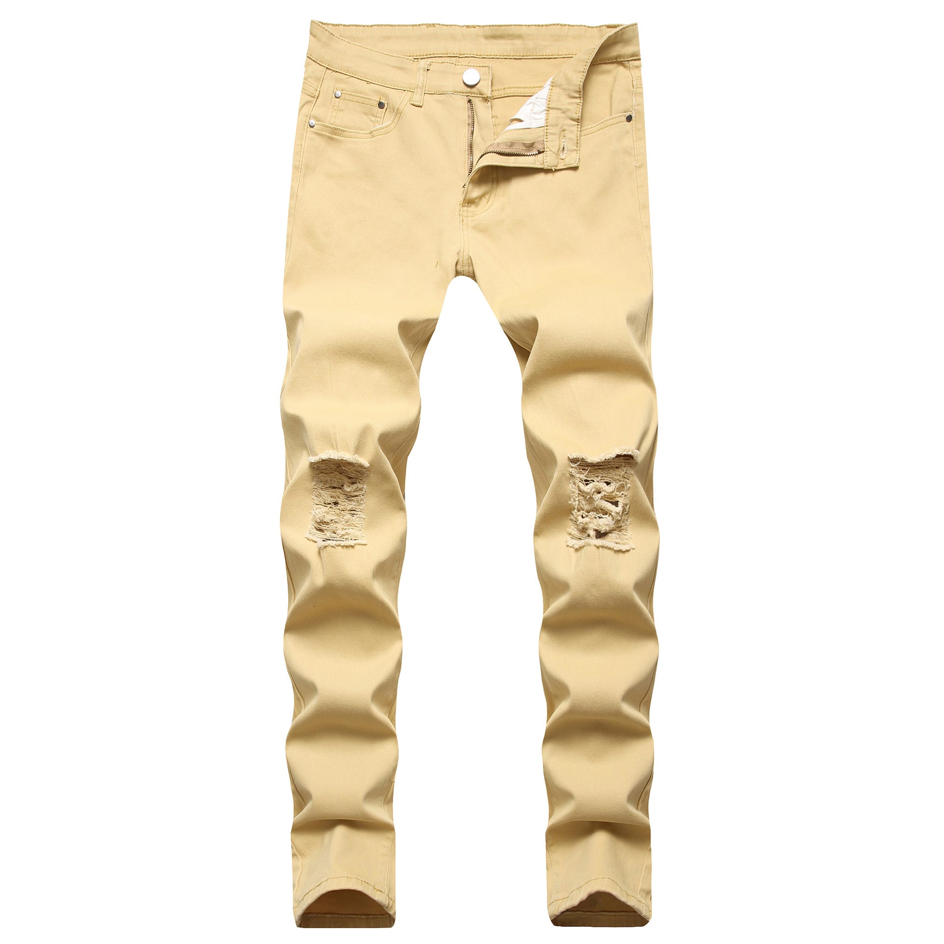 Broken Hole Embroidered Pencil jeansDescription:Closure Type: Zipper FlyApplicable Season: Four SeasonsApplicable Scene: DailyStyle: HIP HOPWaist Type: MIDDecoration: EmbroideryPattern Type: LetterMate