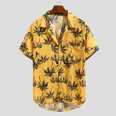 Mens Hawaiian Printed Shirt Summer Fashionable Loose Beachwear Short Sleeve Casual Buttons Shirt 2022 футболка мужская