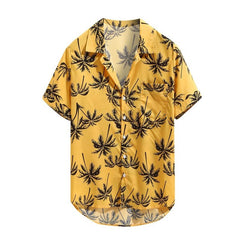 Mens Hawaiian Printed Shirt Summer Fashionable Loose Beachwear Short Sleeve Casual Buttons Shirt 2022 футболка мужская