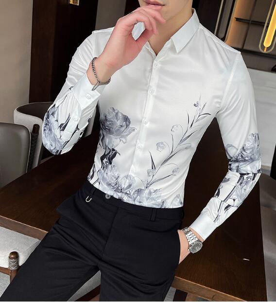 Plus Size 6xl Baroque Royal Shirt Mens Long Sleeve Four Season Party Club Men Slim Shirt Vintage Gold Blue Banquet Chemise Homme