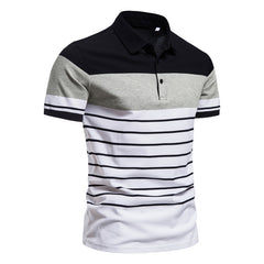 Fashion Stripe Printing Short Sleeve Polo T-ShirtDescription:Applicable Scene: CasualSleeve Length(cm): ShortStyle: CasualApplicable Season: summerMaterial: CottonType: RegularGender: MENTops Type: PolosDecoration: