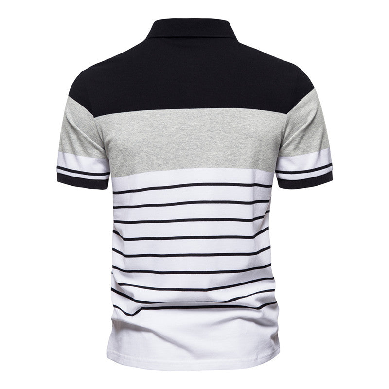 Fashion Stripe Printing Short Sleeve Polo T-ShirtDescription:Applicable Scene: CasualSleeve Length(cm): ShortStyle: CasualApplicable Season: summerMaterial: CottonType: RegularGender: MENTops Type: PolosDecoration: