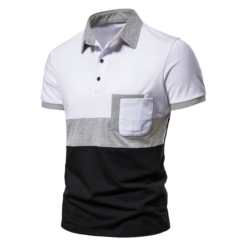 Contrast Color Short Sleeve T-Polo ShirtDescription:Applicable Scene: CasualSleeve Length(cm): ShortStyle: CasualApplicable Season: summerMaterial: CottonType: RegularGender: MENTops Type: PolosDecoration: