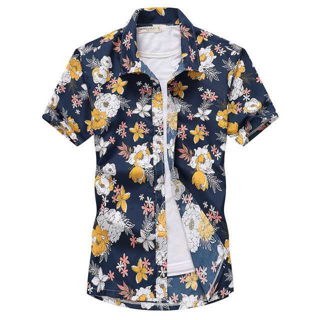 Mens Summer Beach Hawaiian Shirt 2022 Brand Short Sleeve Plus Size Floral Shirts Men Casual Holiday Vacation Clothing Camisas