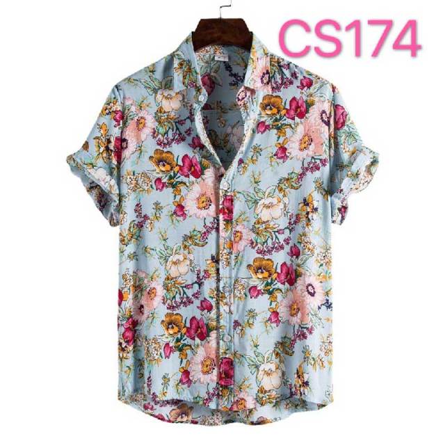 Fashion Dot Mens Hawaiian Beach Shirts 2022 Summer New Short Sleeve Floral Print Tropical Aloha Shirts Holiday Vacation Clothing